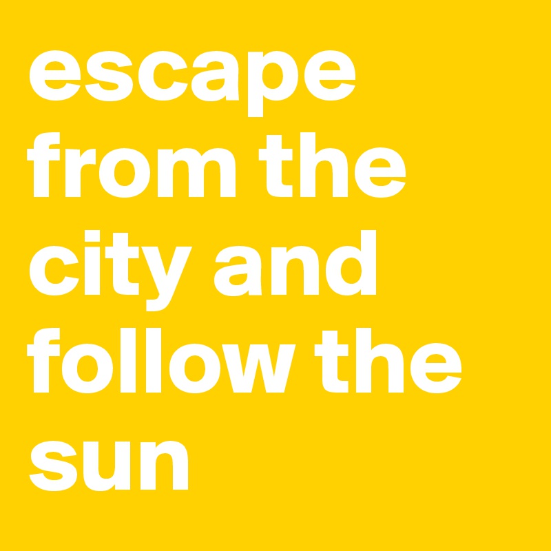 escape from the city and follow the sun