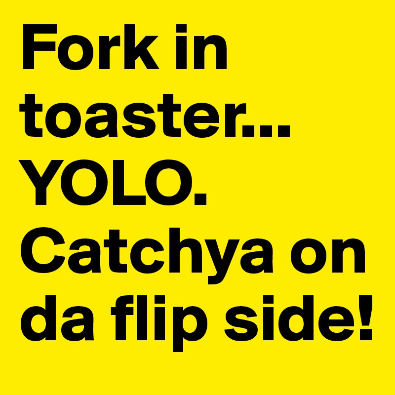 Fork in toaster... YOLO. Catchya on da flip side! 