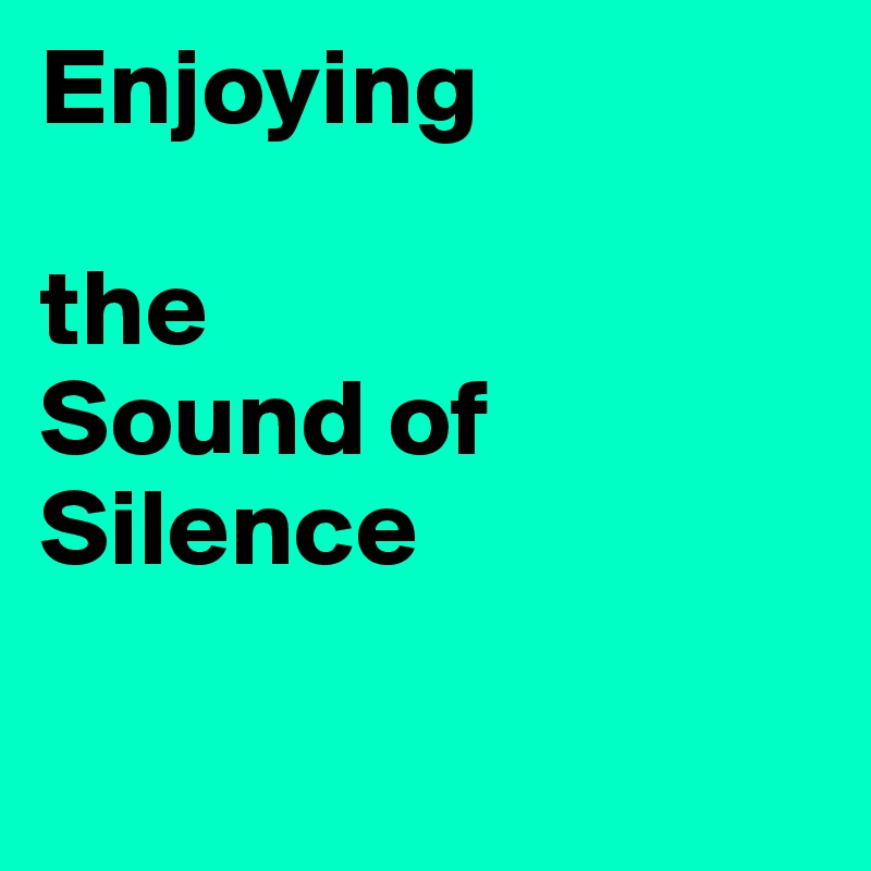 Enjoying

the 
Sound of Silence

