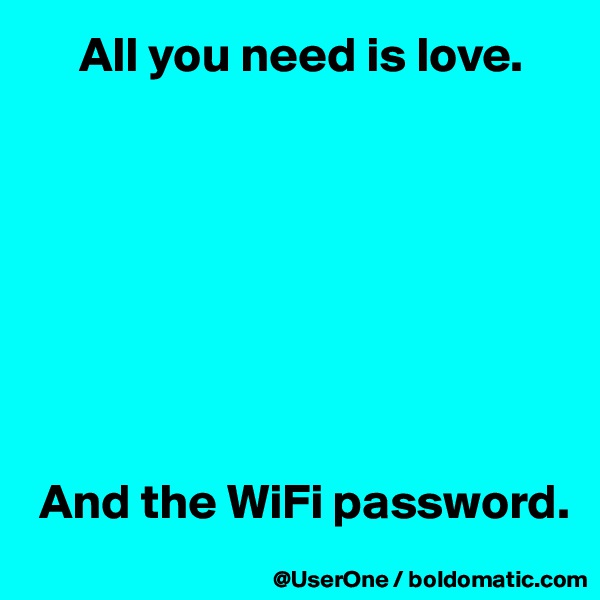      All you need is love.








 And the WiFi password.