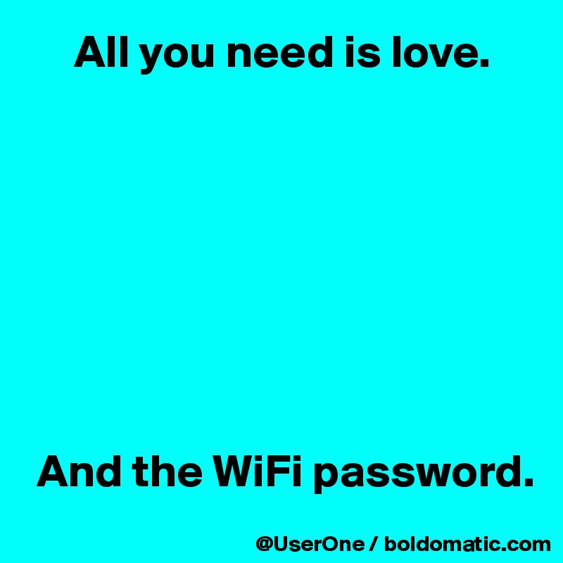      All you need is love.








 And the WiFi password.