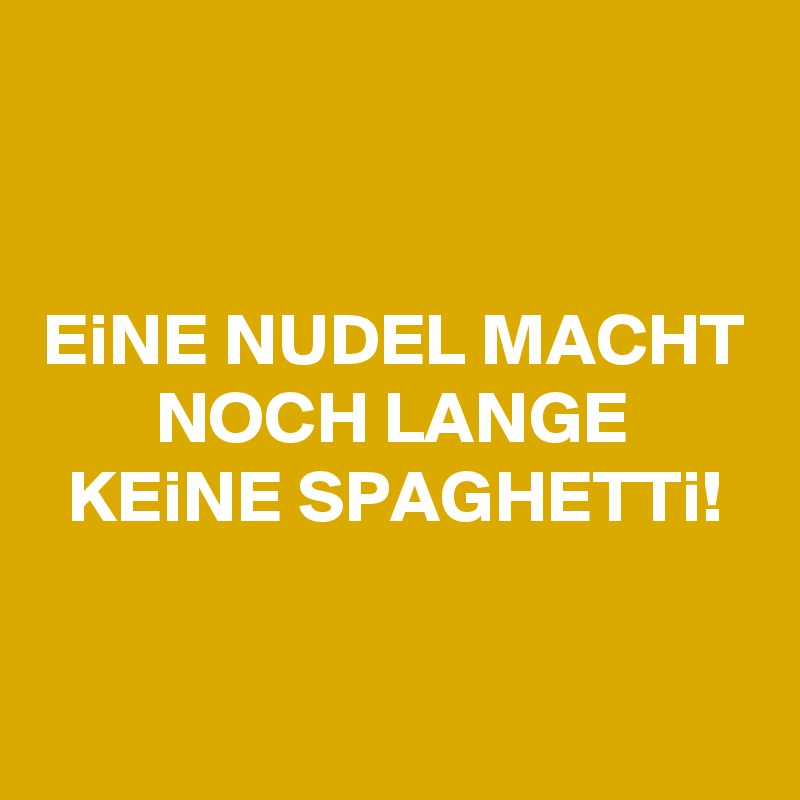 


EiNE NUDEL MACHT NOCH LANGE KEiNE SPAGHETTi!


