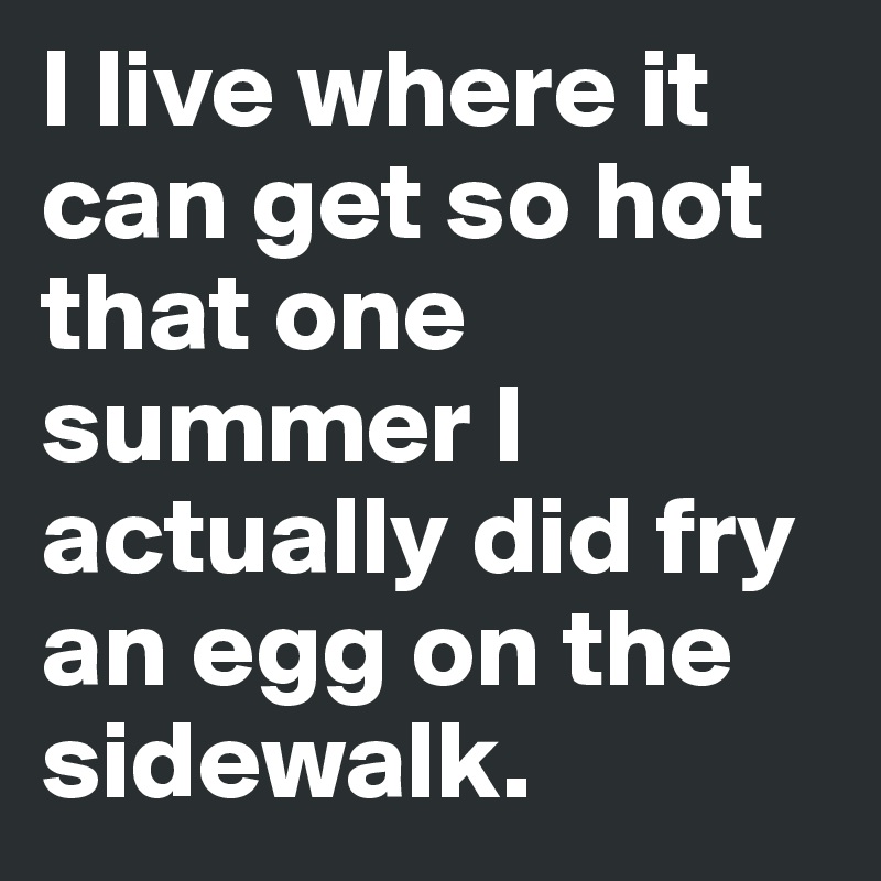 I live where it can get so hot that one summer I actually did fry an egg on the sidewalk.