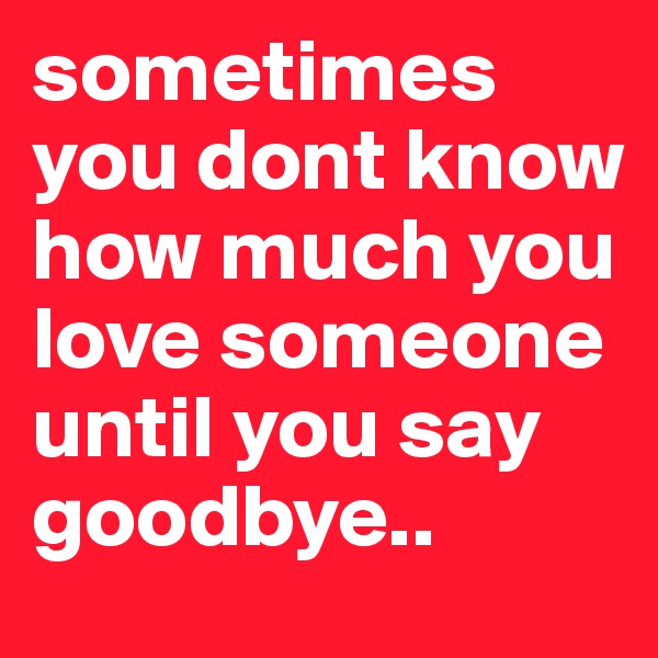 sometimes you dont know how much you love someone until you say goodbye..