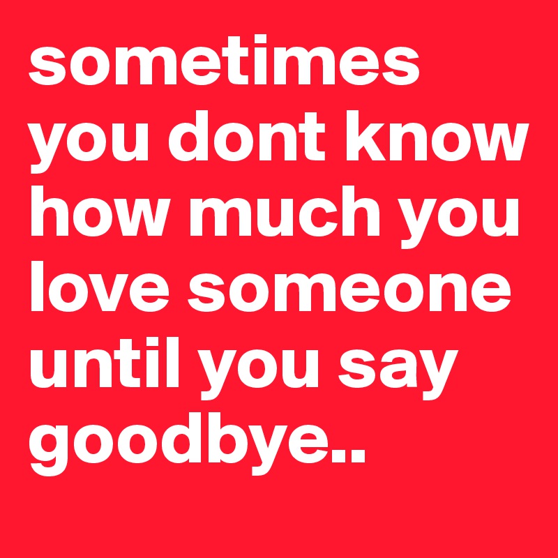 sometimes you dont know how much you love someone until you say goodbye..