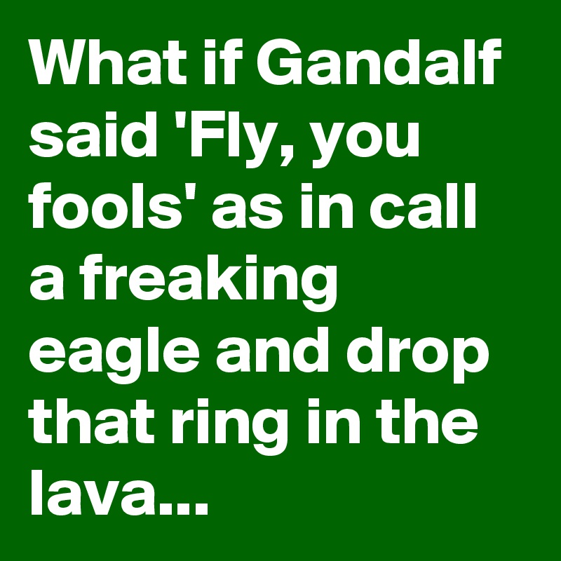 What if Gandalf said 'Fly, you fools' as in call a freaking eagle and drop that ring in the lava...