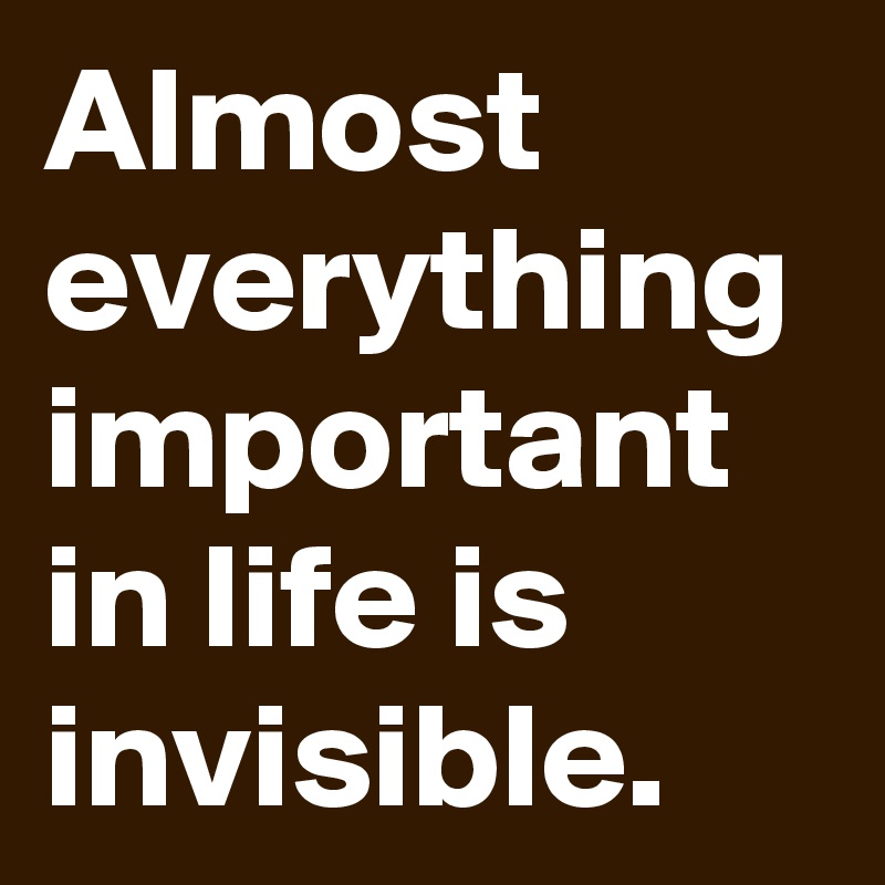 Almost everything important in life is invisible.