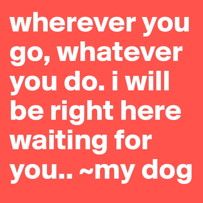 Wherever You Go Whatever You Do I Will Be Right Here Waiting For You My Dog Post By Aniek On Boldomatic