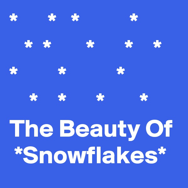 *      *   *          *
   *  *       *      *    *
*        *          *
    *    *      *       *
The Beauty Of  *Snowflakes*