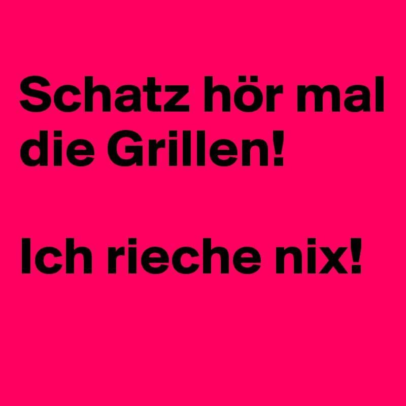 
Schatz hör mal die Grillen!

Ich rieche nix!
