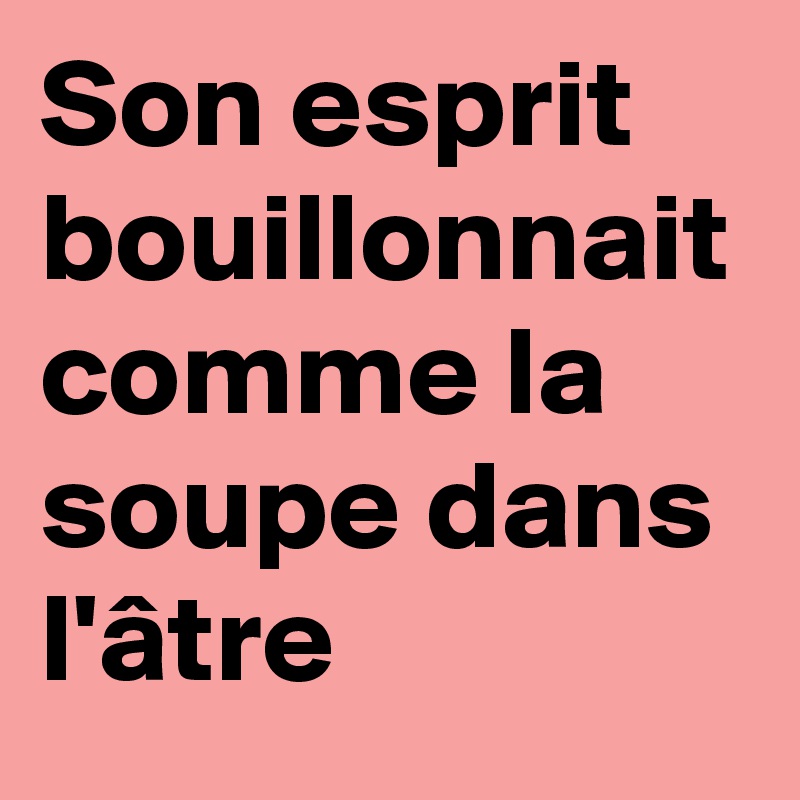 Son esprit bouillonnait comme la soupe dans l'âtre