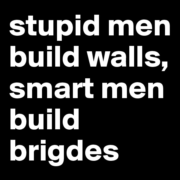 stupid men build walls, smart men build brigdes