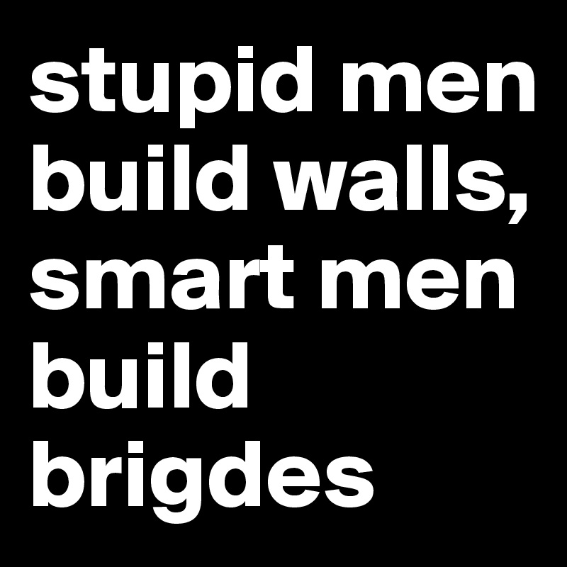 stupid men build walls, smart men build brigdes