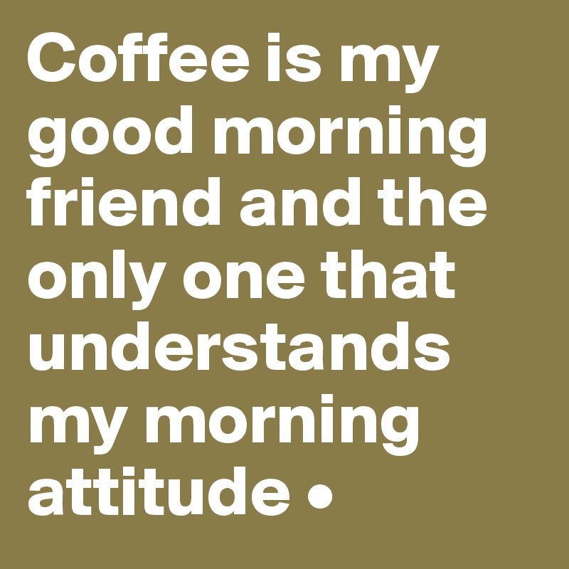 Coffee is my good morning friend and the only one that understands my morning attitude •