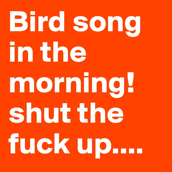 Bird song in the morning! shut the fuck up....