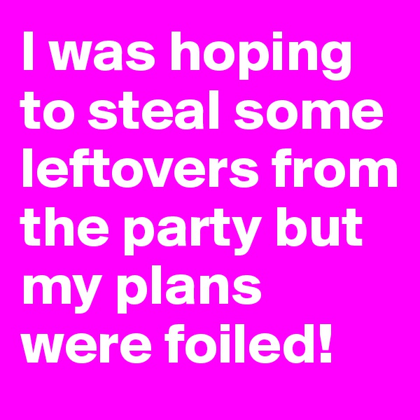 I was hoping to steal some leftovers from the party but my plans were foiled!