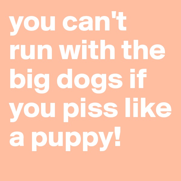 you can't run with the big dogs if you piss like a puppy!