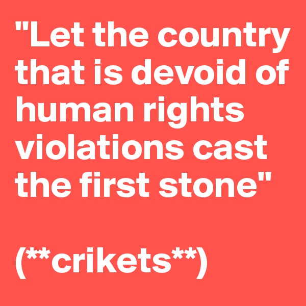 "Let the country that is devoid of human rights violations cast the first stone"

(**crikets**)