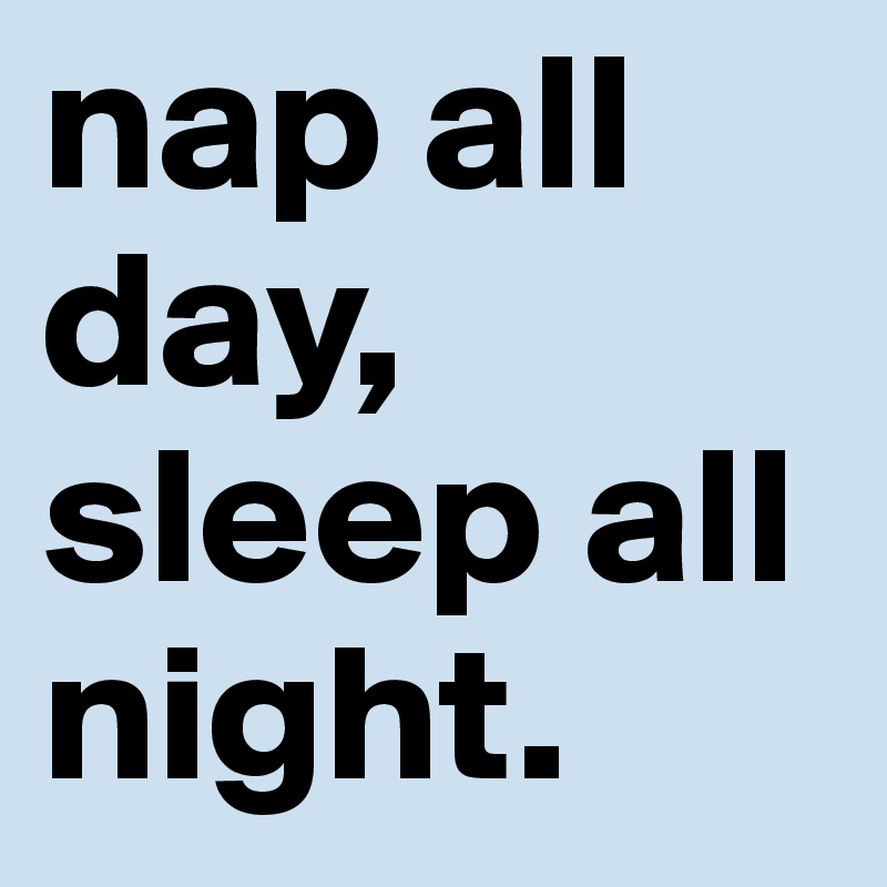 nap all day, sleep all night.