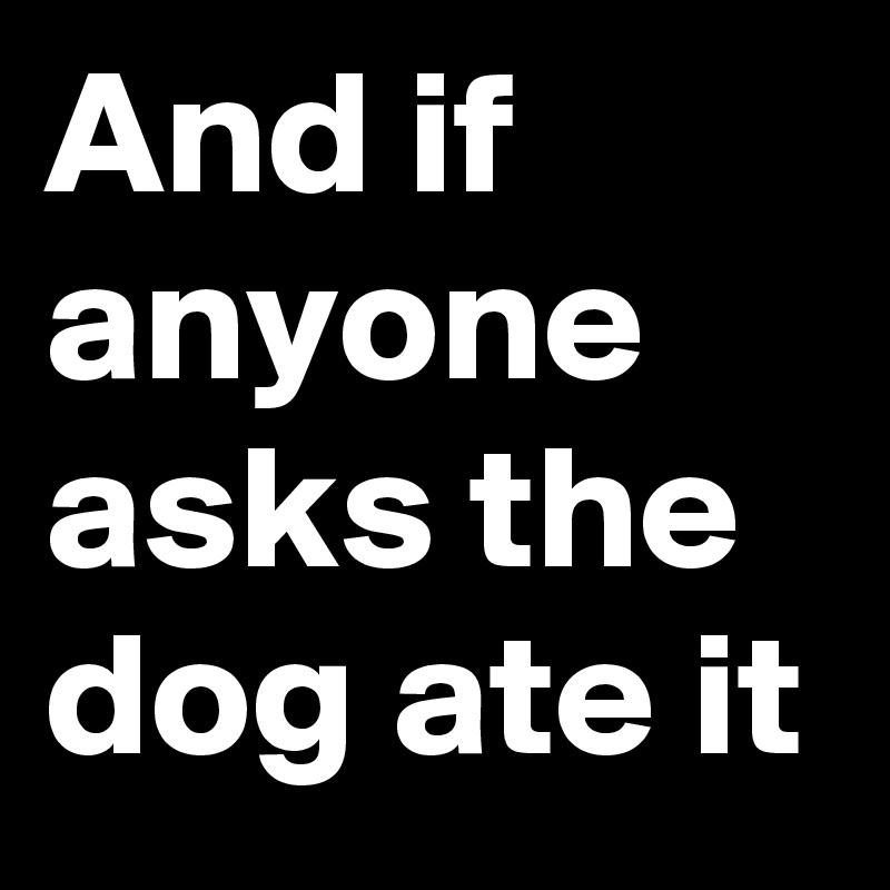 And if anyone asks the dog ate it