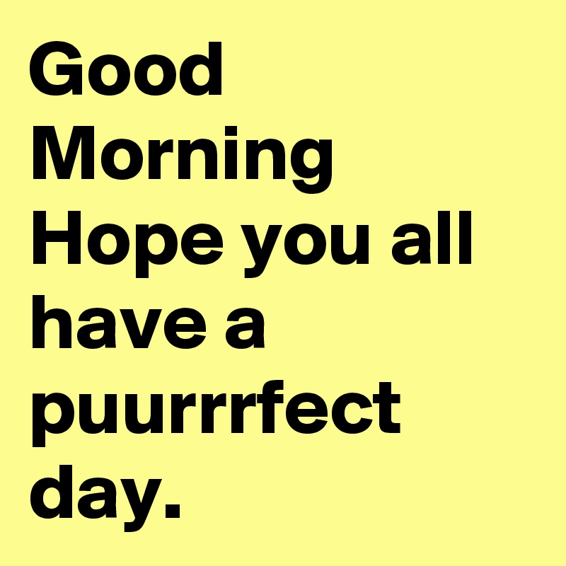 Good Morning Hope you all have a puurrrfect day.