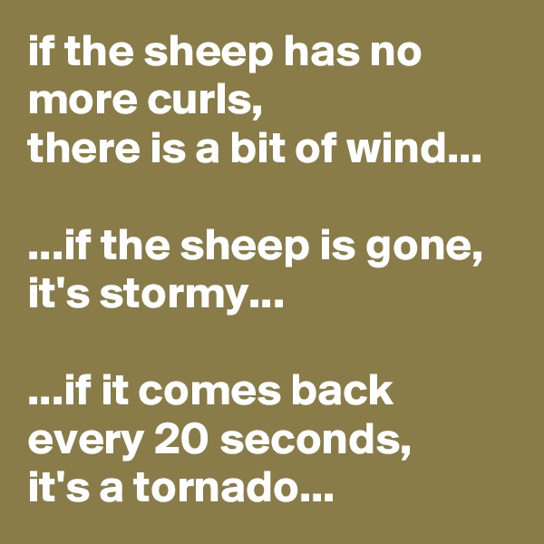 if the sheep has no more curls, 
there is a bit of wind...
 
...if the sheep is gone, it's stormy...
 
...if it comes back every 20 seconds, 
it's a tornado...