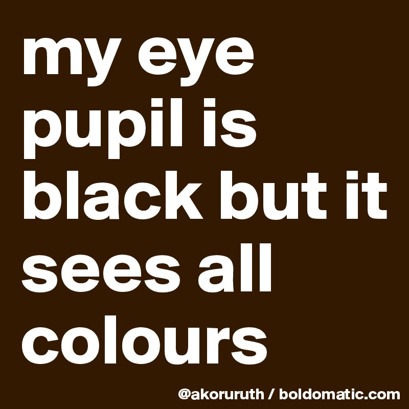 my eye pupil is black but it sees all colours