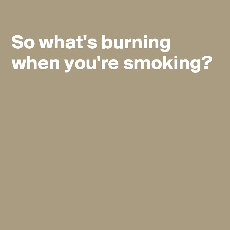 
So what's burning 
when you're smoking?





