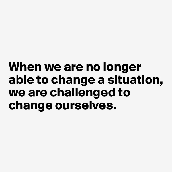 



When we are no longer able to change a situation, 
we are challenged to change ourselves.


