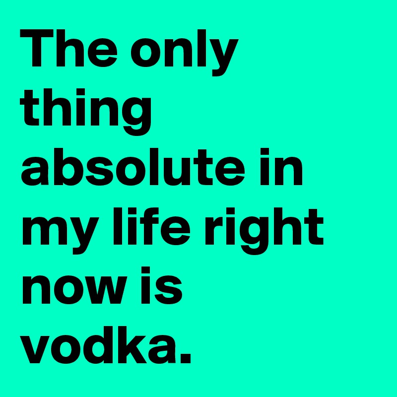 The only thing absolute in my life right now is vodka.