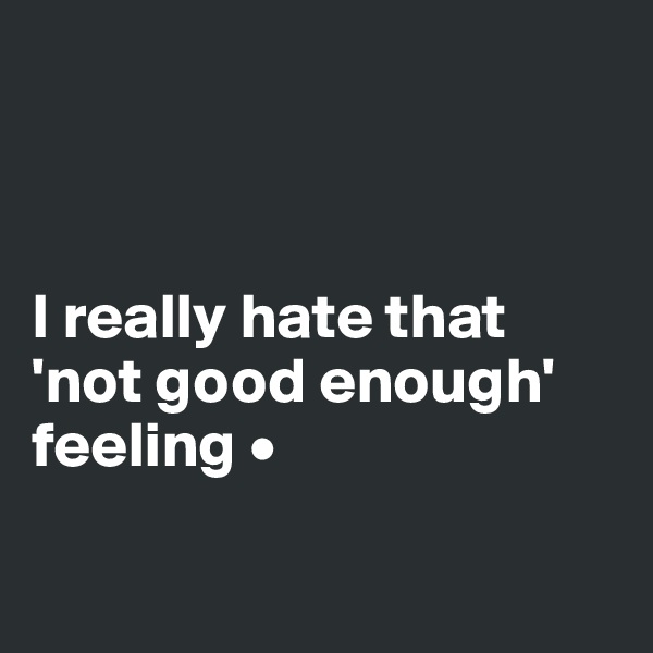 



I really hate that 'not good enough' feeling •


