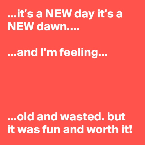 ...it's a NEW day it's a NEW dawn....

...and I'm feeling...




...old and wasted. but it was fun and worth it!  