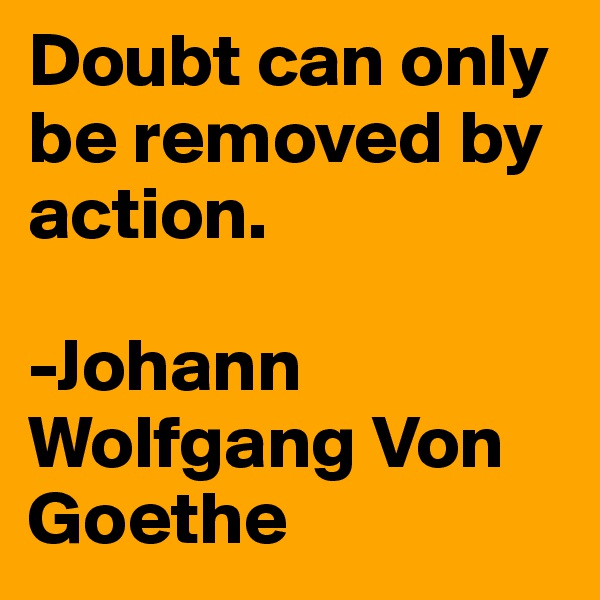 Doubt can only be removed by action.

-Johann Wolfgang Von Goethe