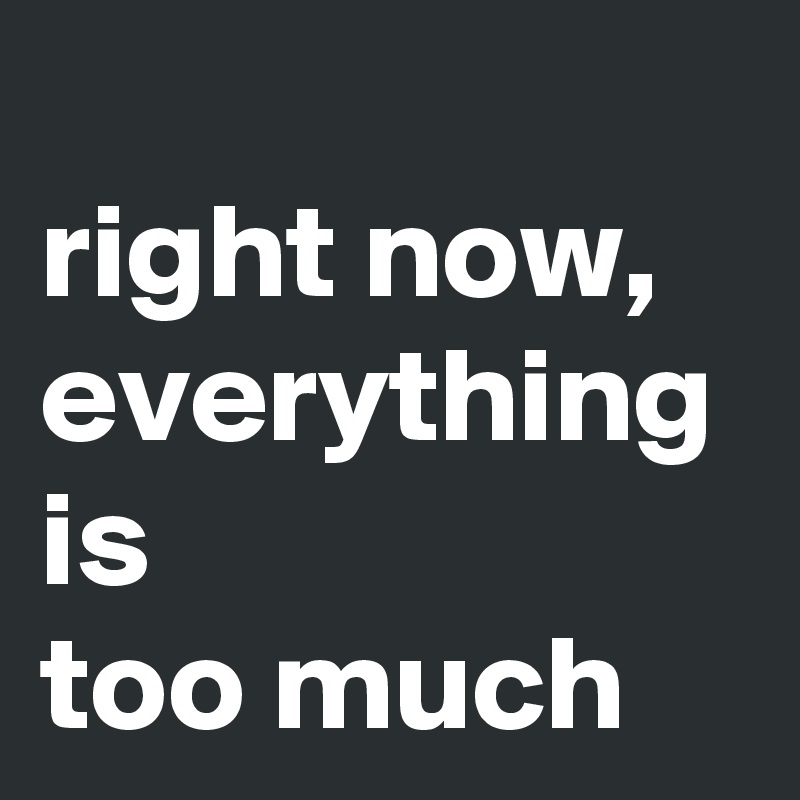 
right now,
everything is 
too much 