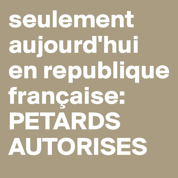 seulement aujourd'hui en republique française: PETARDS AUTORISES