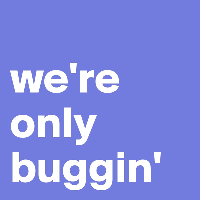 
we're only buggin'
