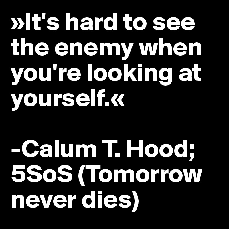 »It's hard to see the enemy when you're looking at yourself.«

-Calum T. Hood; 5SoS (Tomorrow never dies)