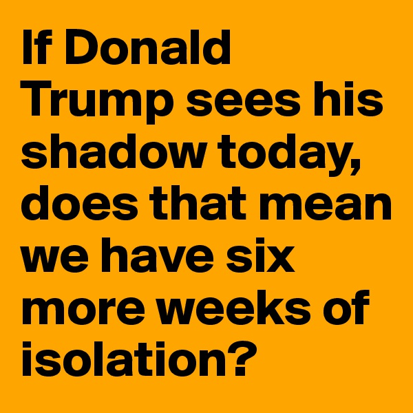 If Donald Trump sees his shadow today, does that mean we have six more weeks of isolation?