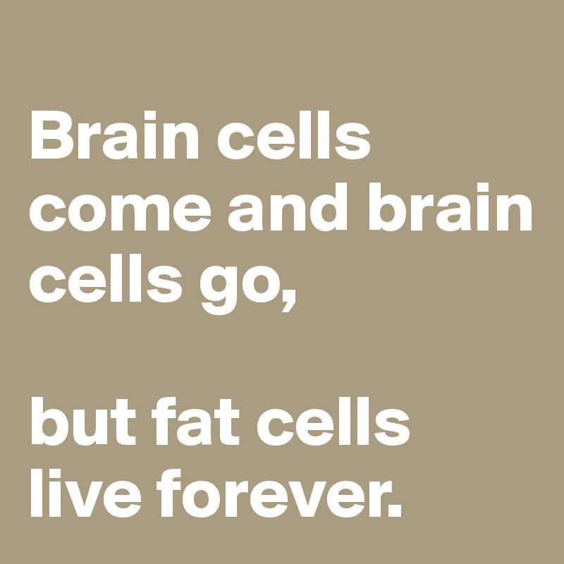 
Brain cells come and brain cells go, 

but fat cells live forever.