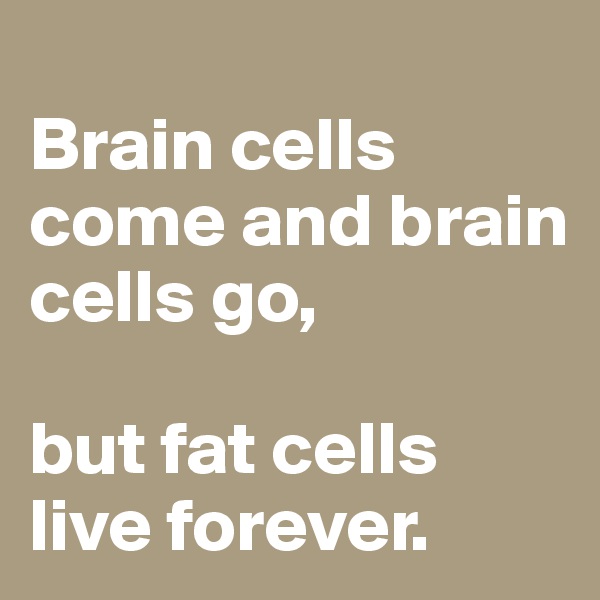 
Brain cells come and brain cells go, 

but fat cells live forever.