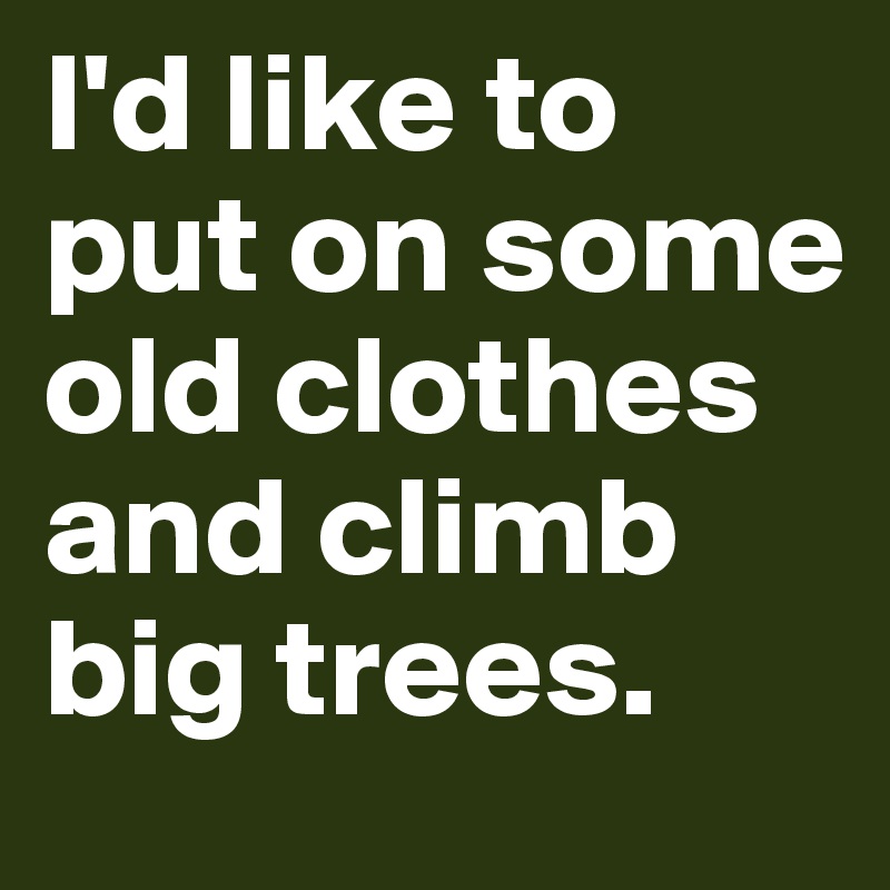 I'd like to put on some old clothes and climb big trees. 