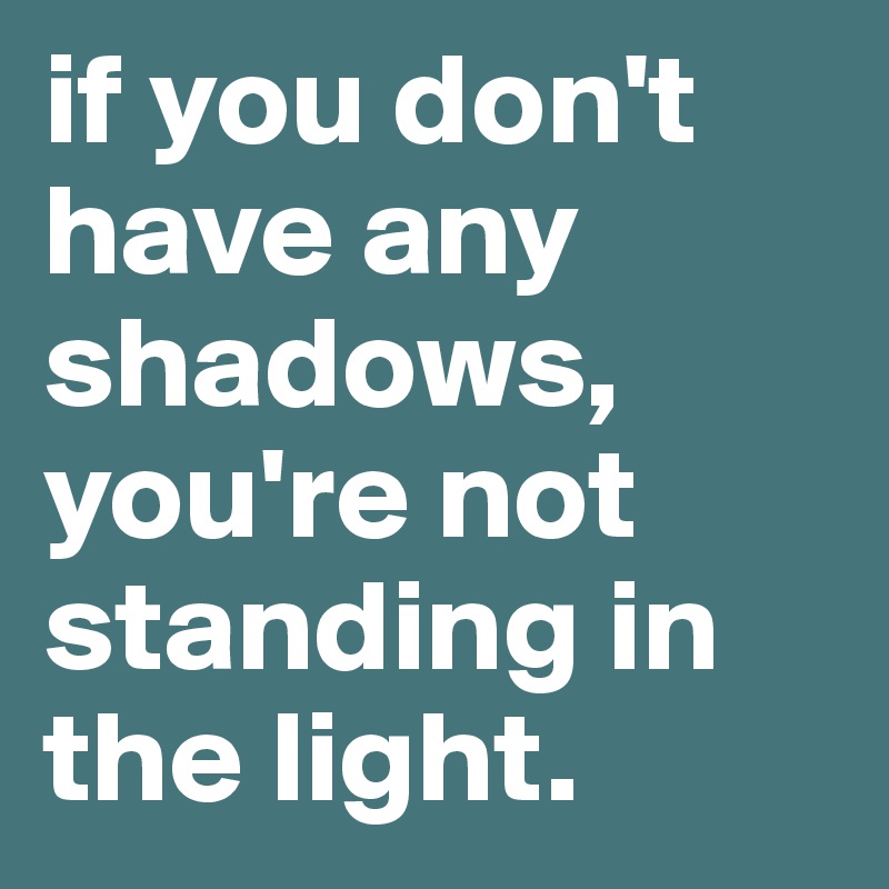 if you don't have any shadows, 
you're not standing in the light. 