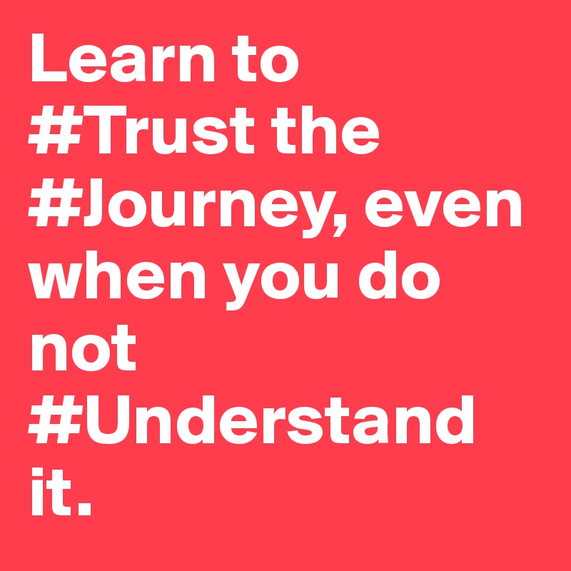 Learn to #Trust the #Journey, even when you do not #Understand it.