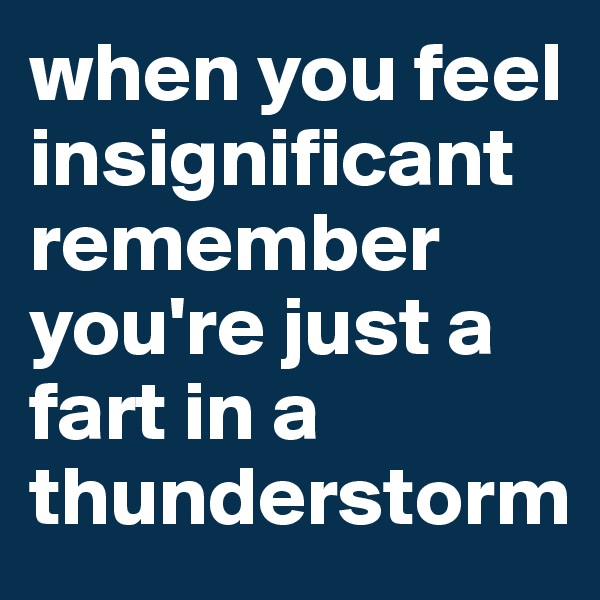 when you feel insignificant remember you're just a fart in a thunderstorm