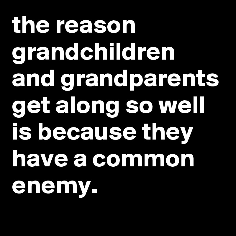 the reason grandchildren and grandparents get along so well is because they have a common enemy.