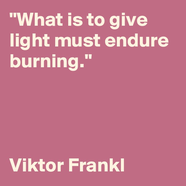 "What is to give light must endure burning."




Viktor Frankl   