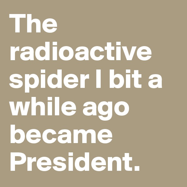 The radioactive spider I bit a while ago became President. 