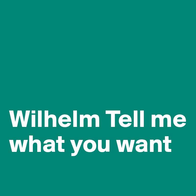 



Wilhelm Tell me what you want 
