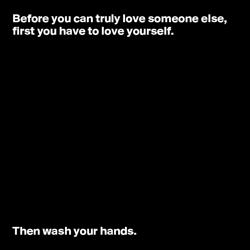 Before You Can Truly Love Someone Else First You Have To Love Yourself Then Wash Your Hands Post By 2schaa On Boldomatic