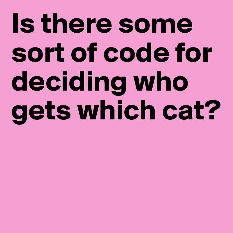 Is there some sort of code for deciding who gets which cat? 


